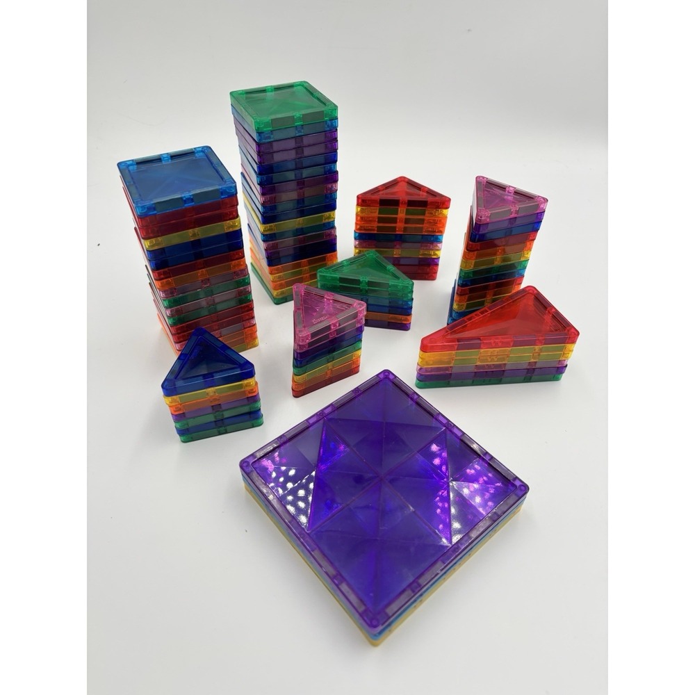 Picasso Magnetic Tiles Building Toys STEM Assorted Shapes Triangles Lot Of 92